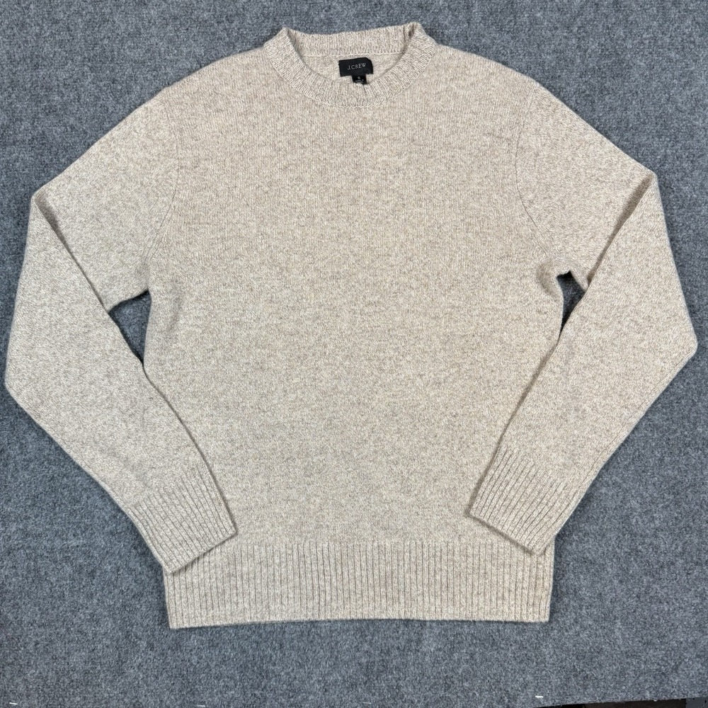NWT J Crew Mens Merino Wool Blend Crewneck Sweater Small Oatmeal Heather $79.50